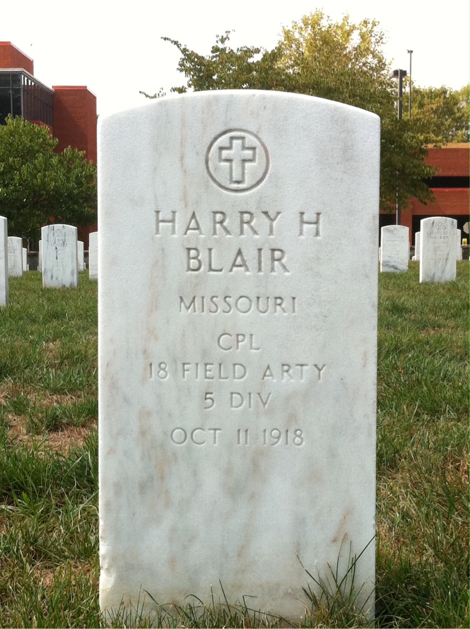 Back of headstone — Harry Blair