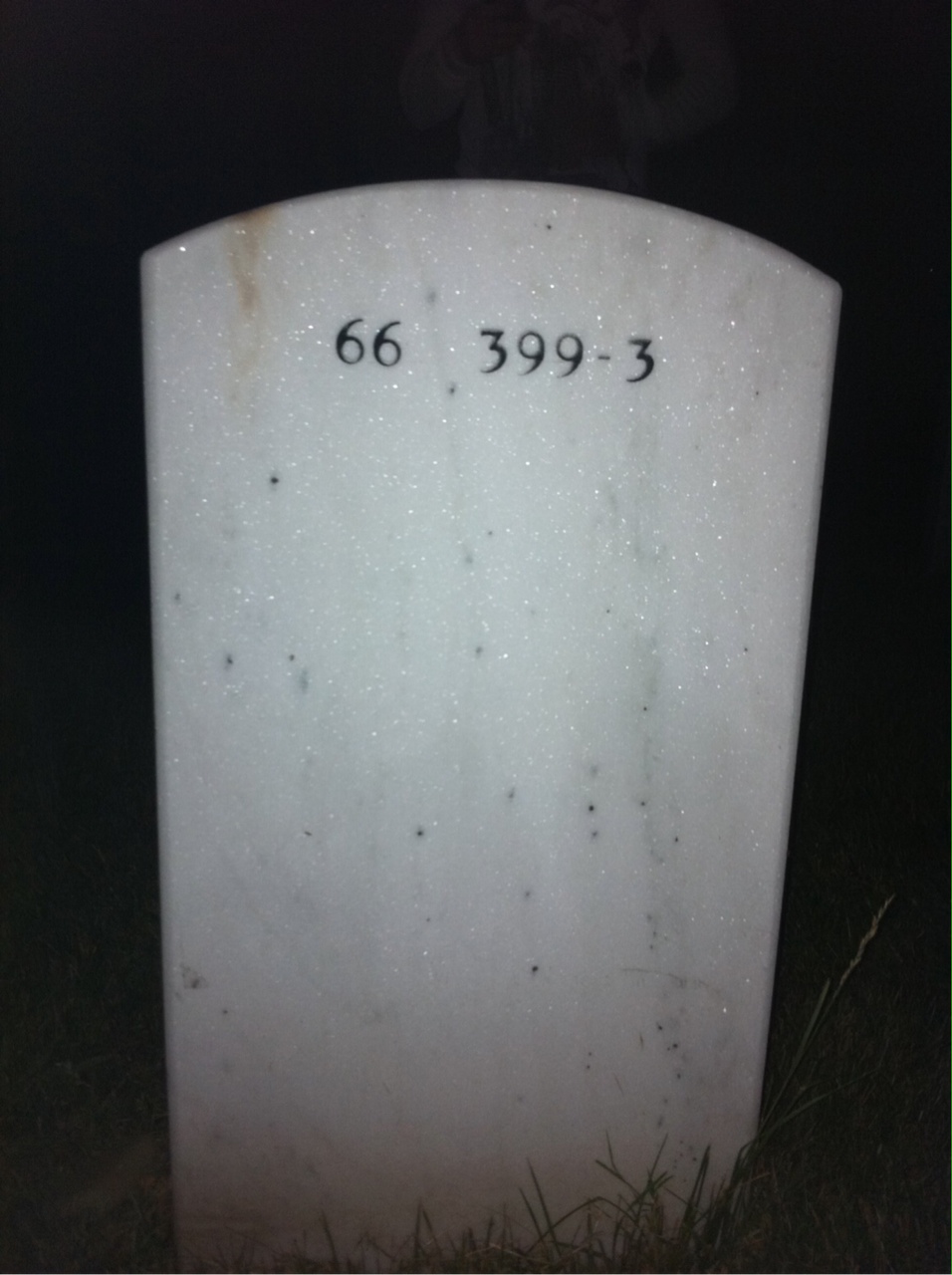Back of headstone — David Harned