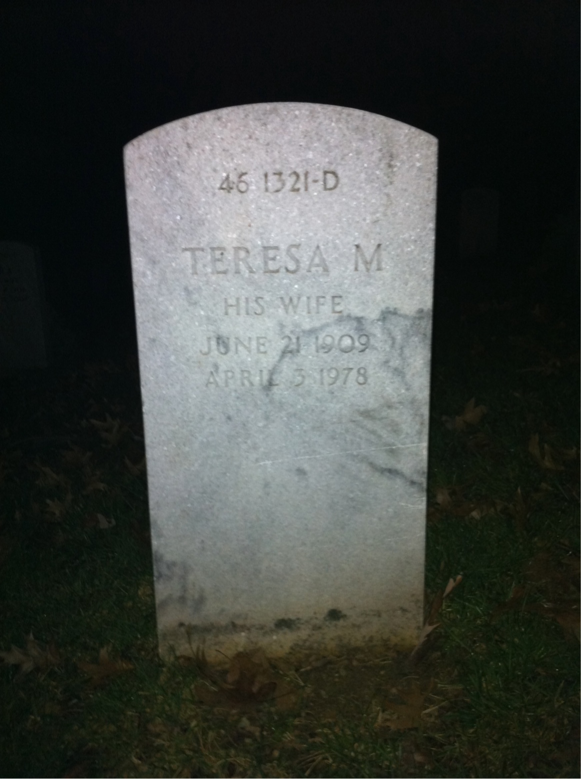 Back of headstone — Teresa Morgan