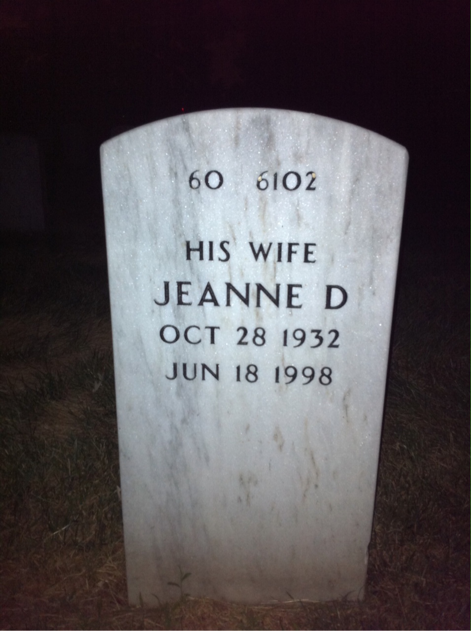 Back of headstone — Jeanne Moyer