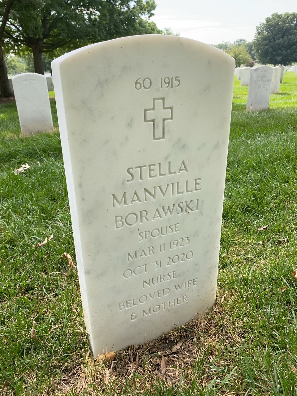 Back of headstone — Alvin L Manville