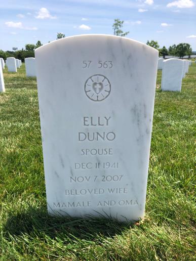 Back of headstone — Anthony Duno