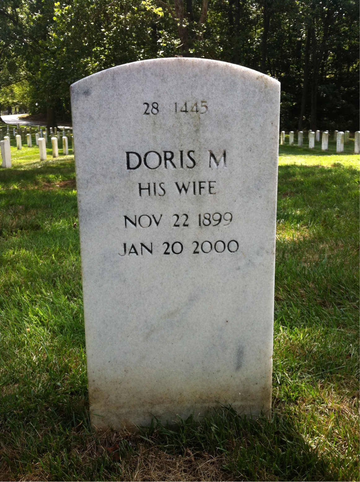 Back of headstone — Doris Brackett