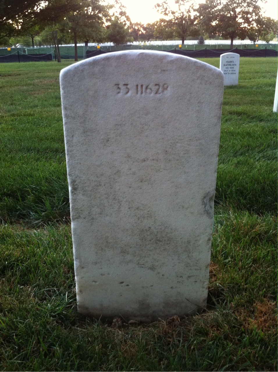 Back of headstone — William Baker