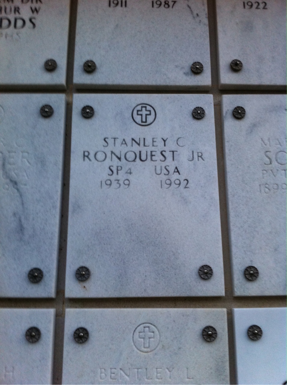 Headstone of Stanley Charles Ronquest