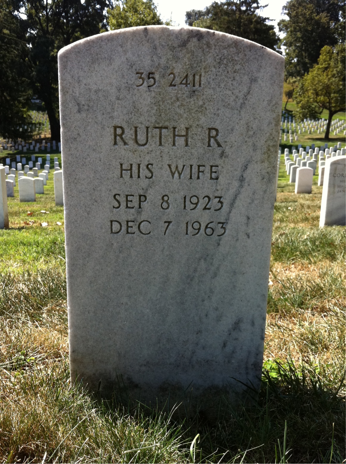 Back of headstone — Ruth Morgan