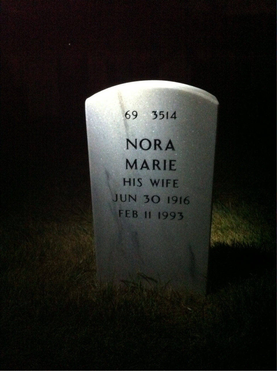 Back of headstone — Arthur Carney