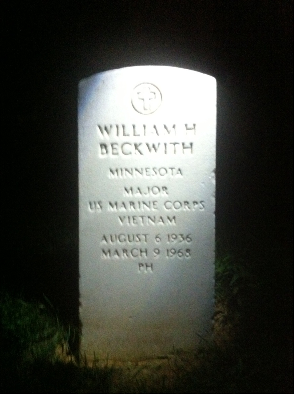 Back of headstone — William Henry Beckwith