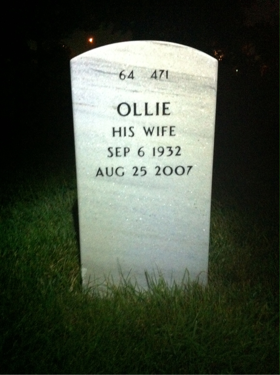 Back of headstone — Hylan Johnson