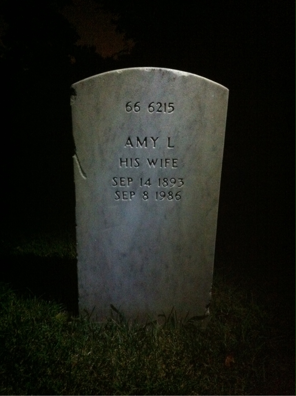 Back of headstone — William H Quarterman