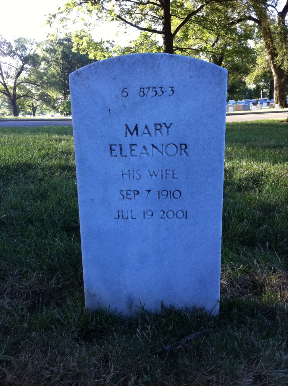 Back of headstone — Mary Bogart