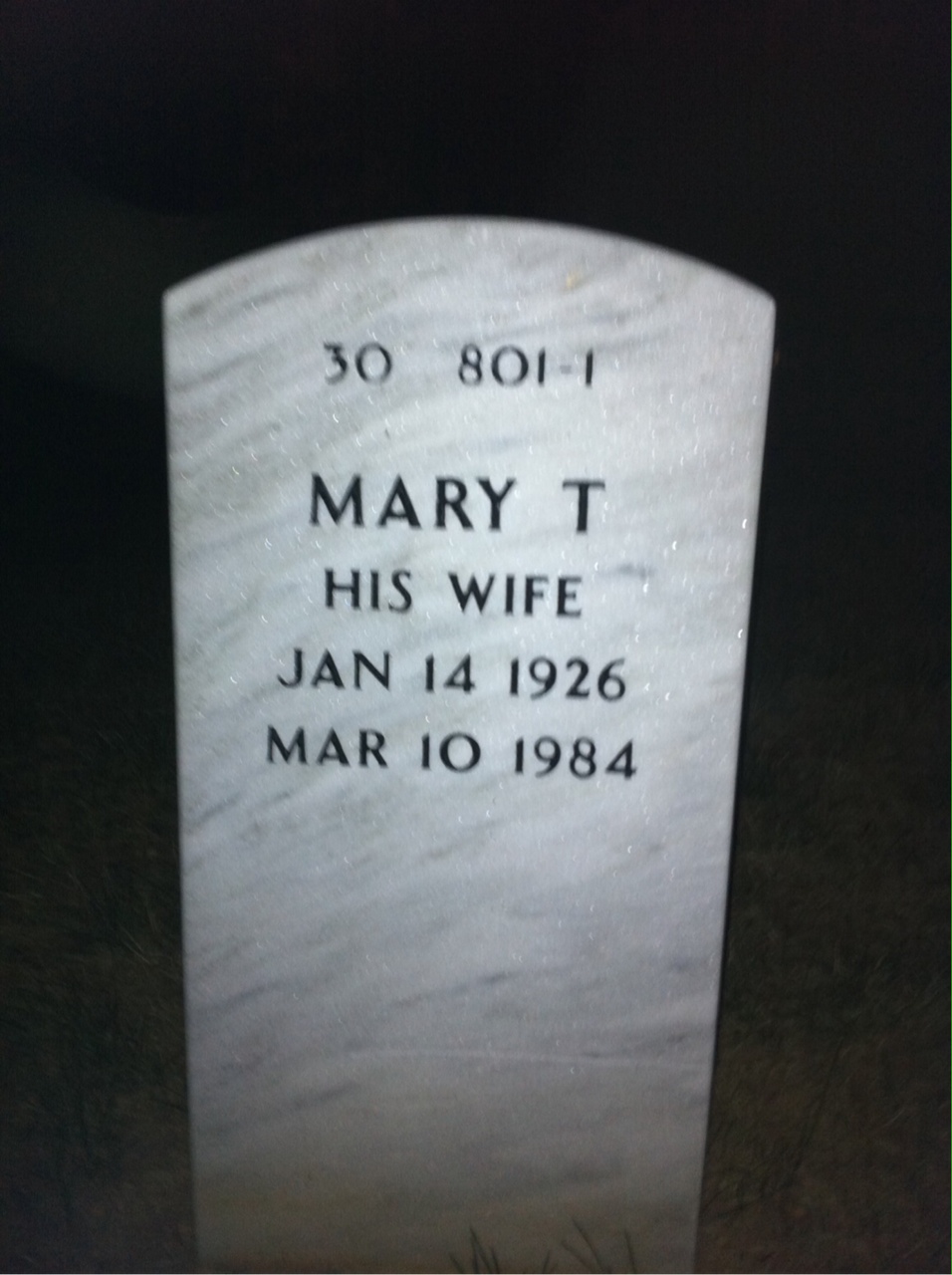 Back of headstone — Robert Noce