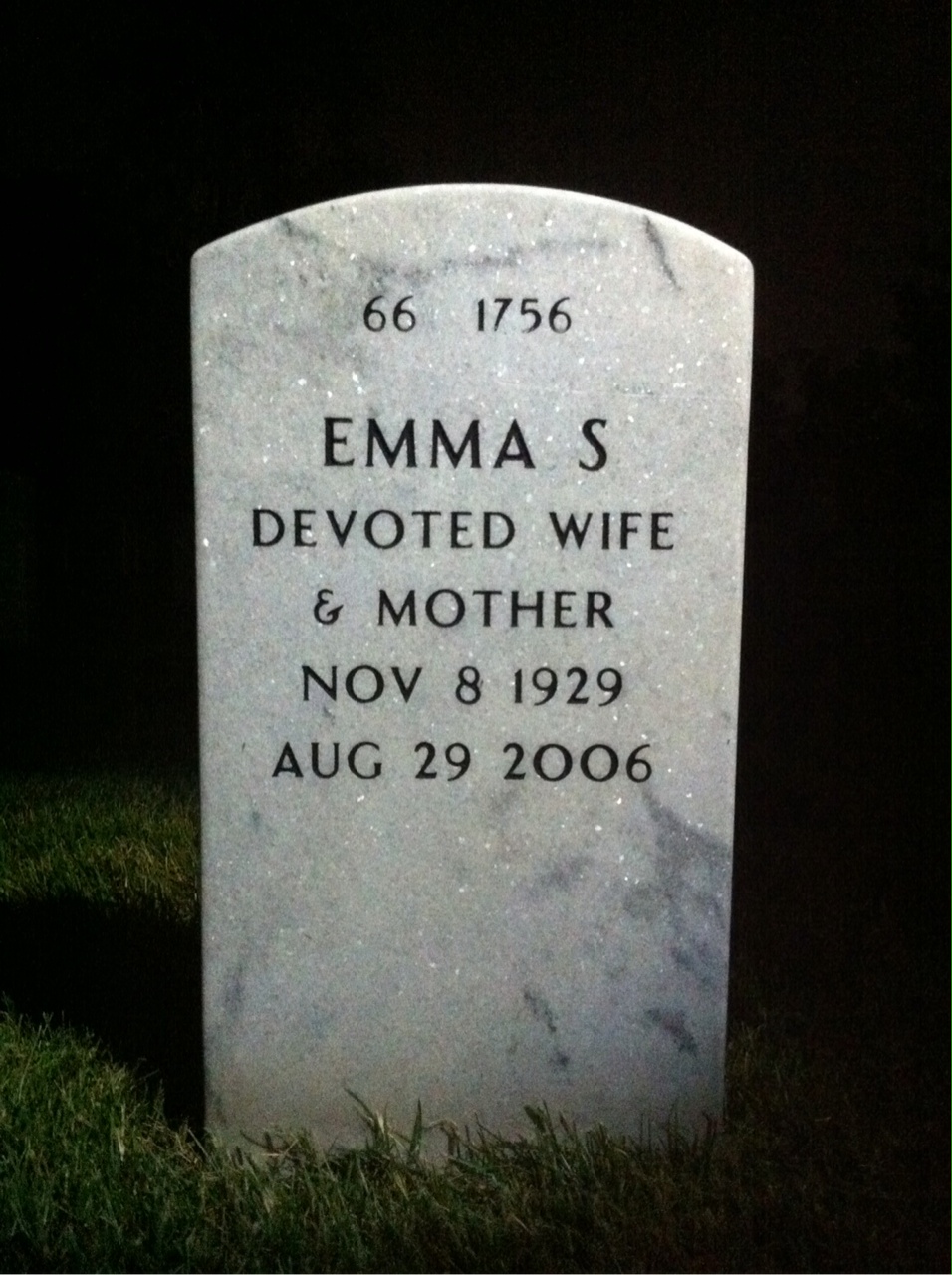 Back of headstone — William Hunzeker