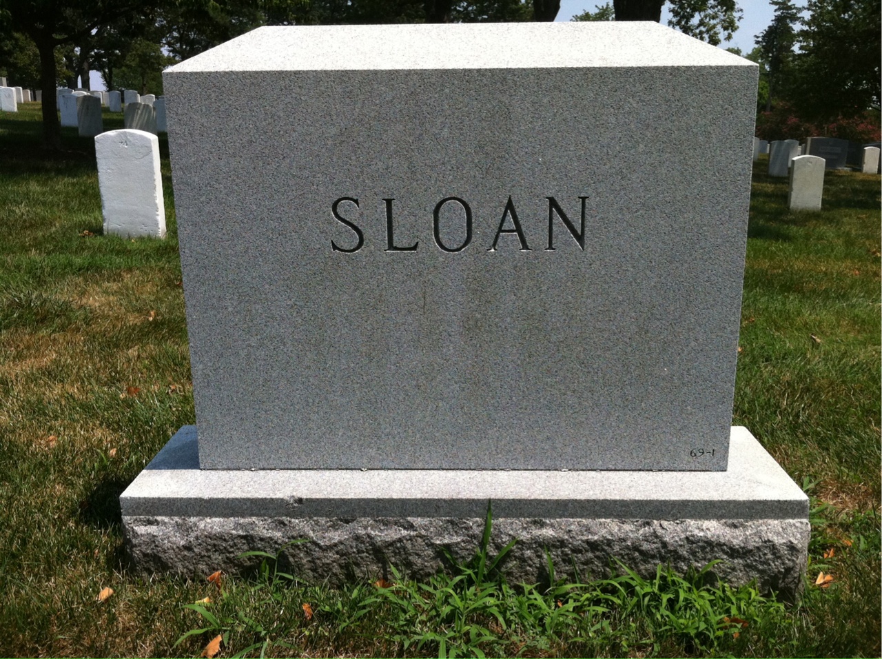 Back of headstone — Walter B Sloan