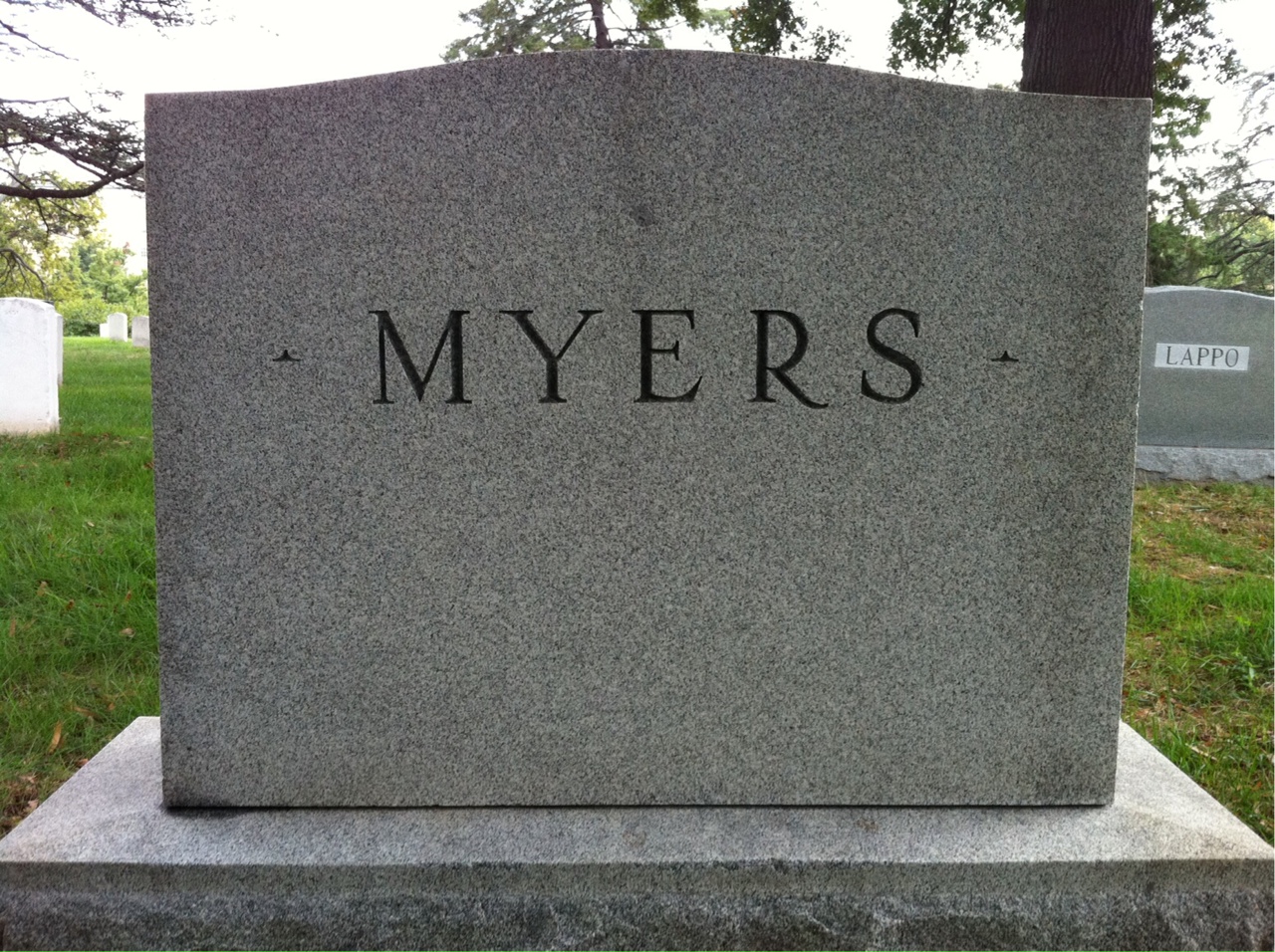 Back of headstone — William Myers
