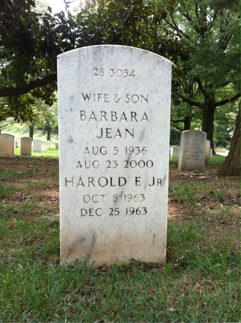 Back of headstone — Barbara Louise Jones