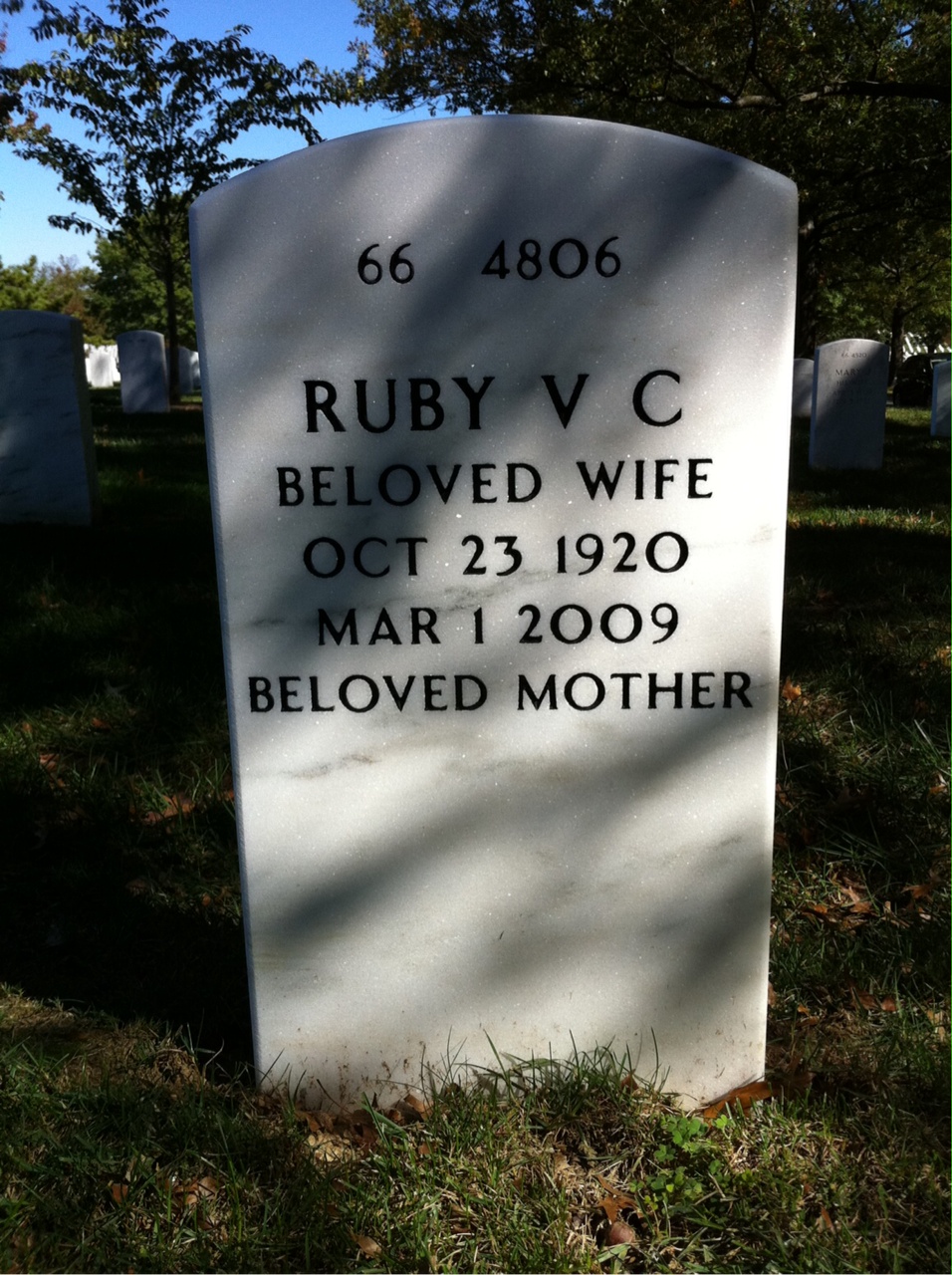 Back of headstone — George Hargrove