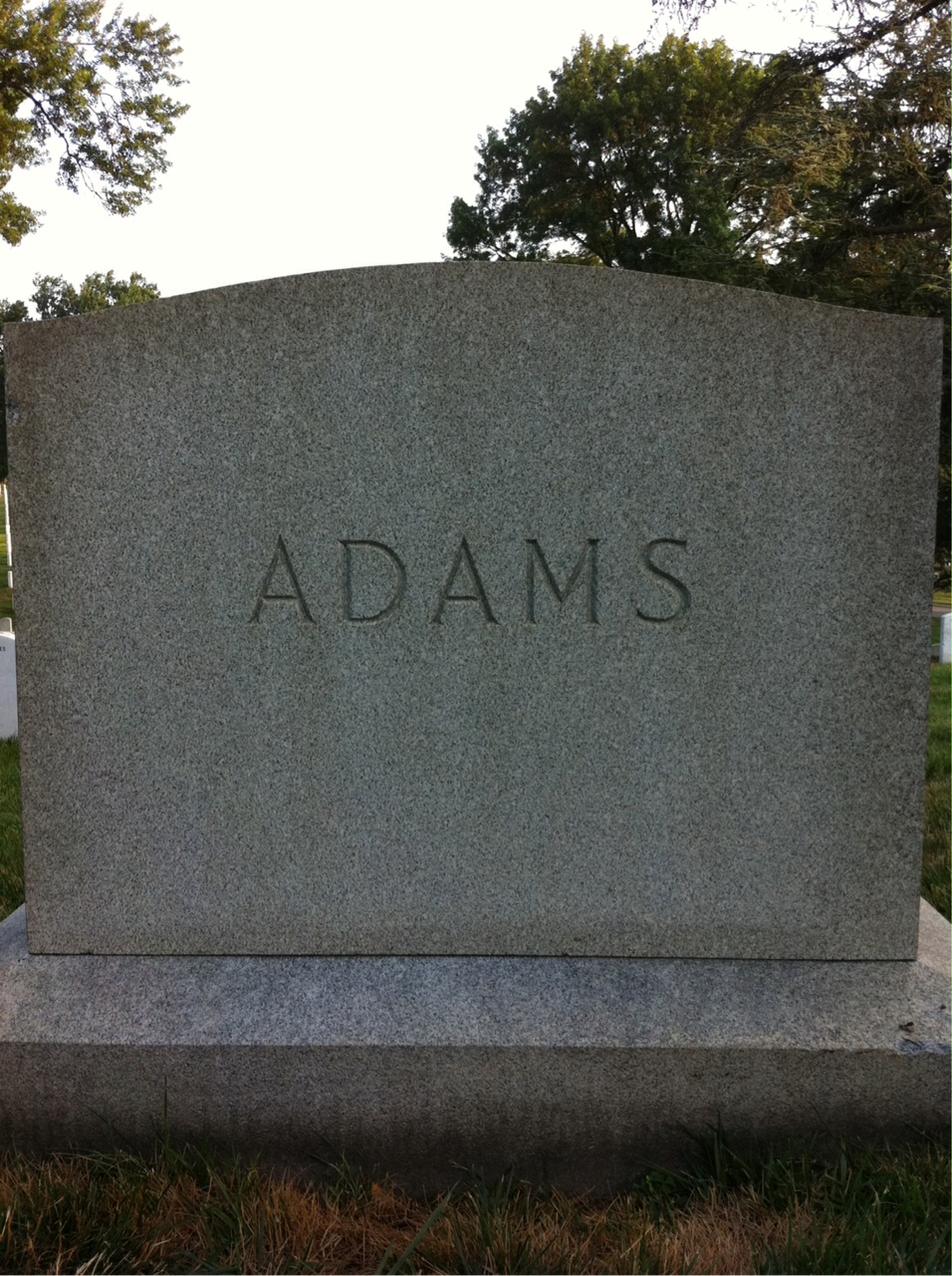 Back of headstone — William Adams