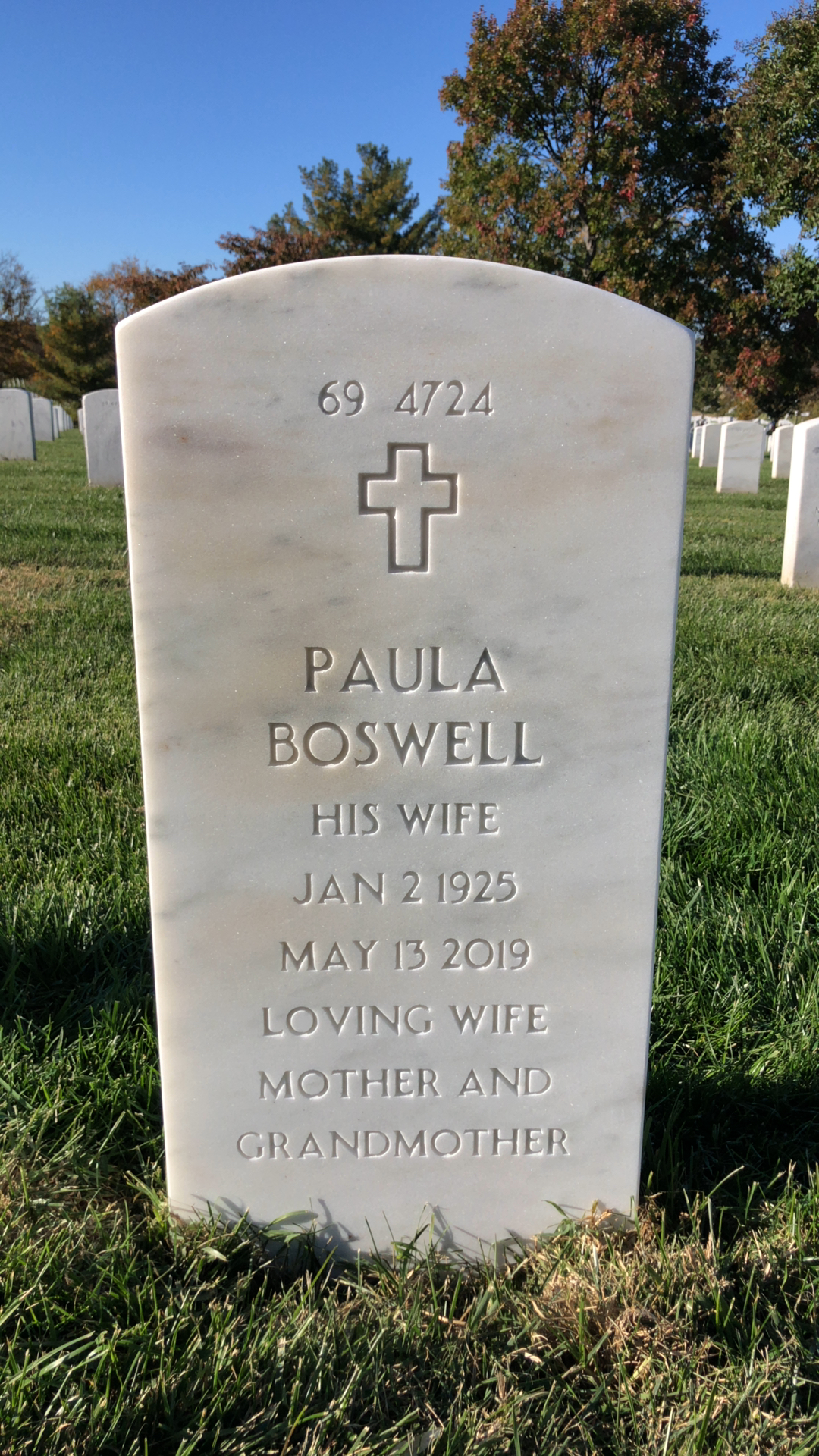 Back of headstone — John Boswell