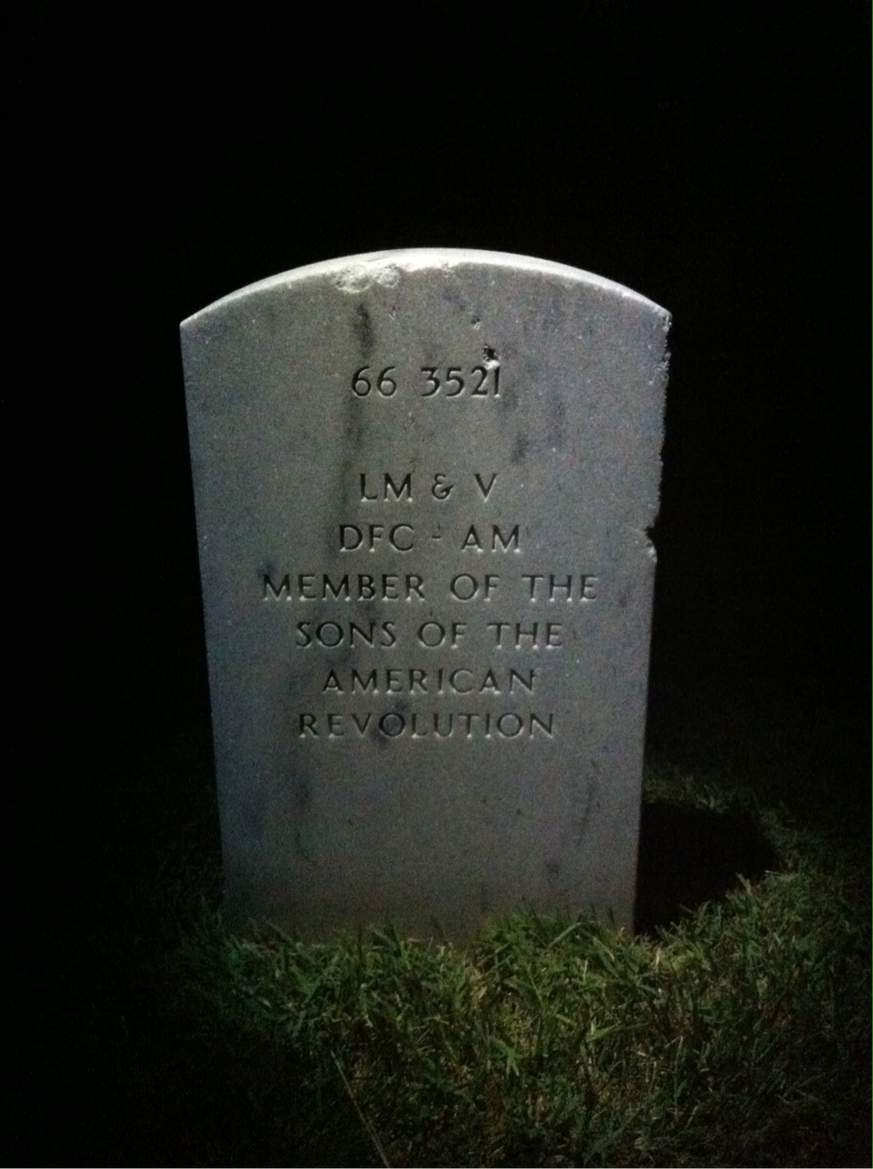 Back of headstone — Clark Morris
