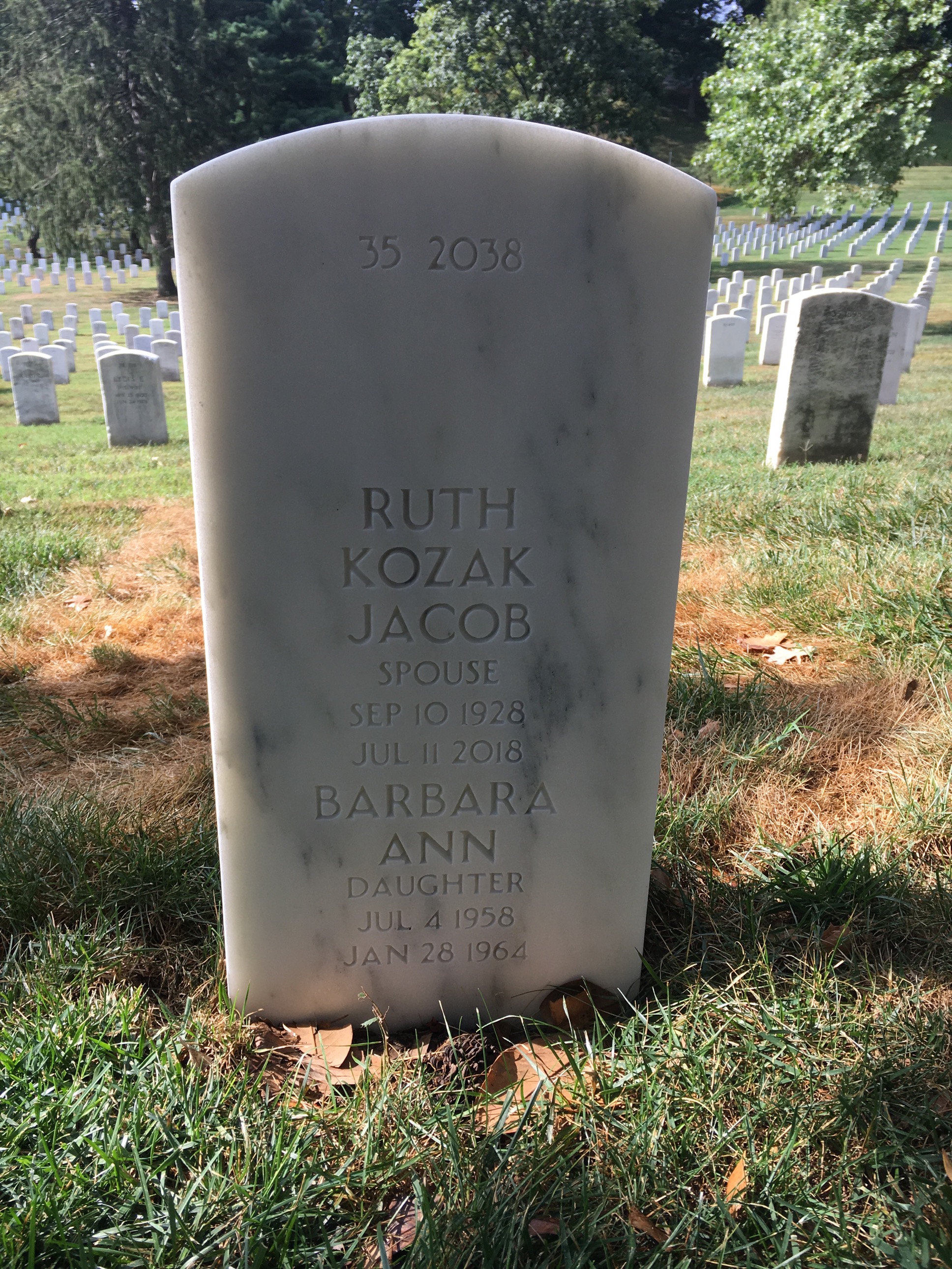 Back of headstone — Norbert Kozak