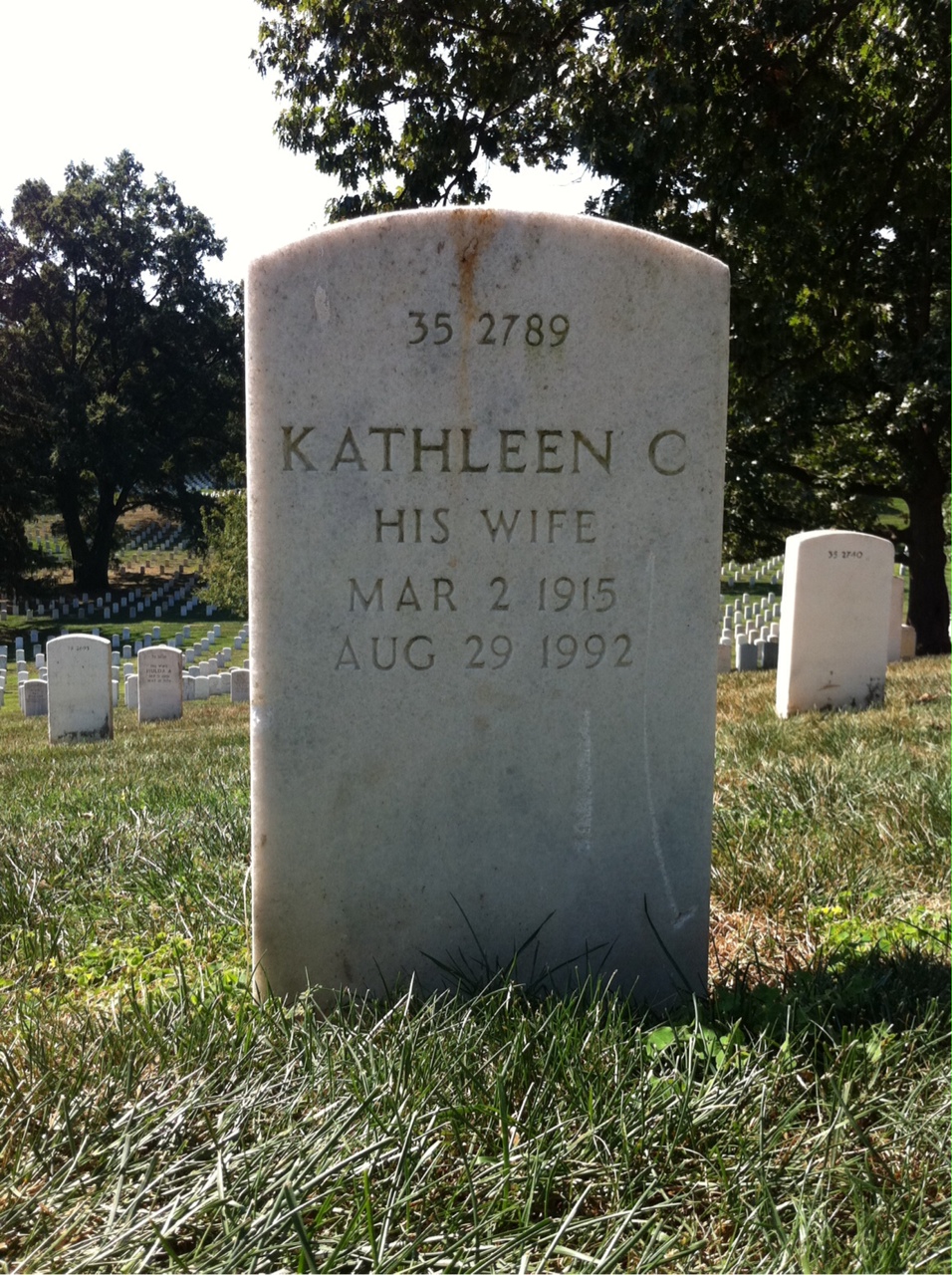 Back of headstone — Kathleen Bidwell