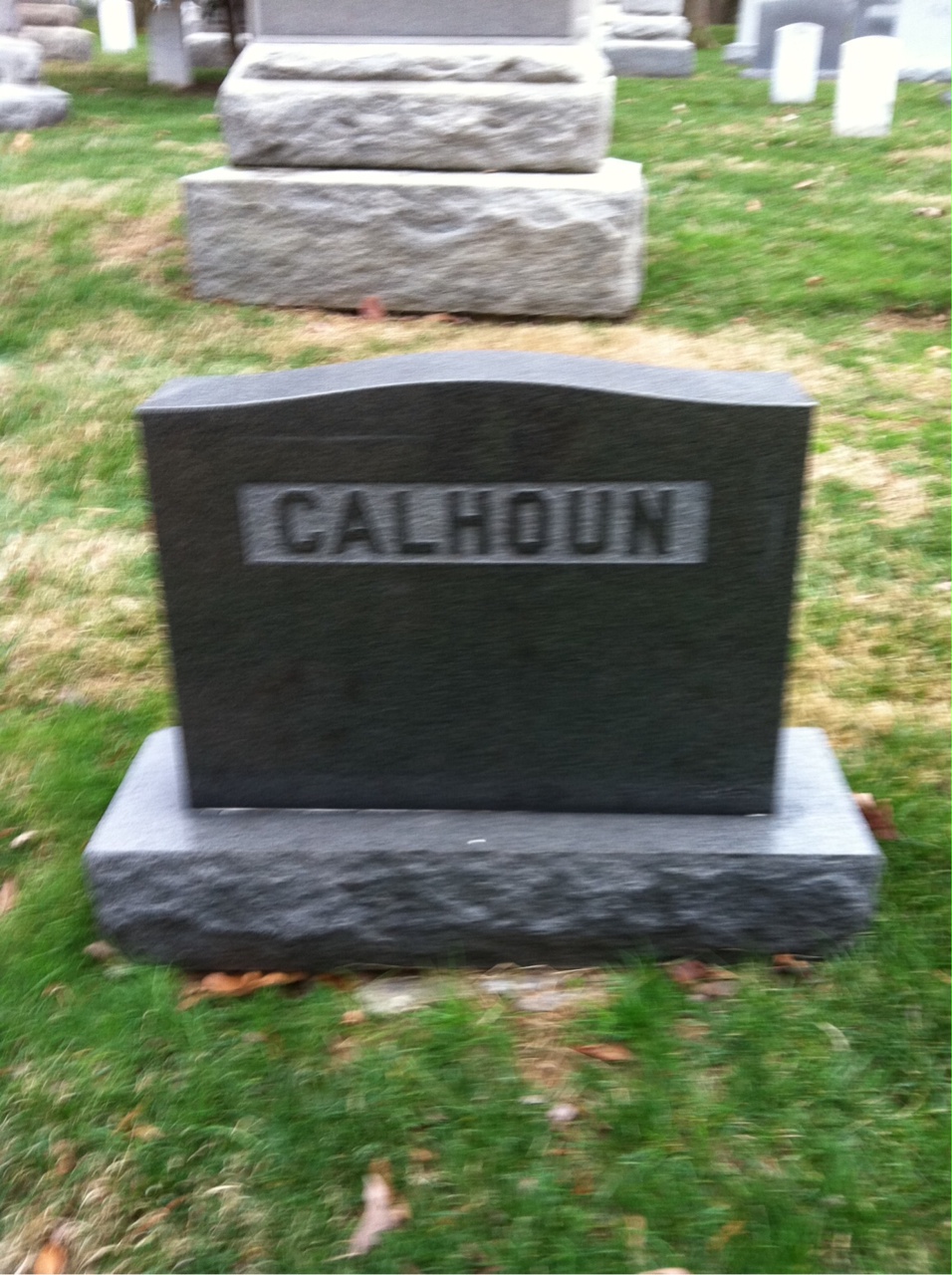 Back of headstone — Walter Carson Calhoun