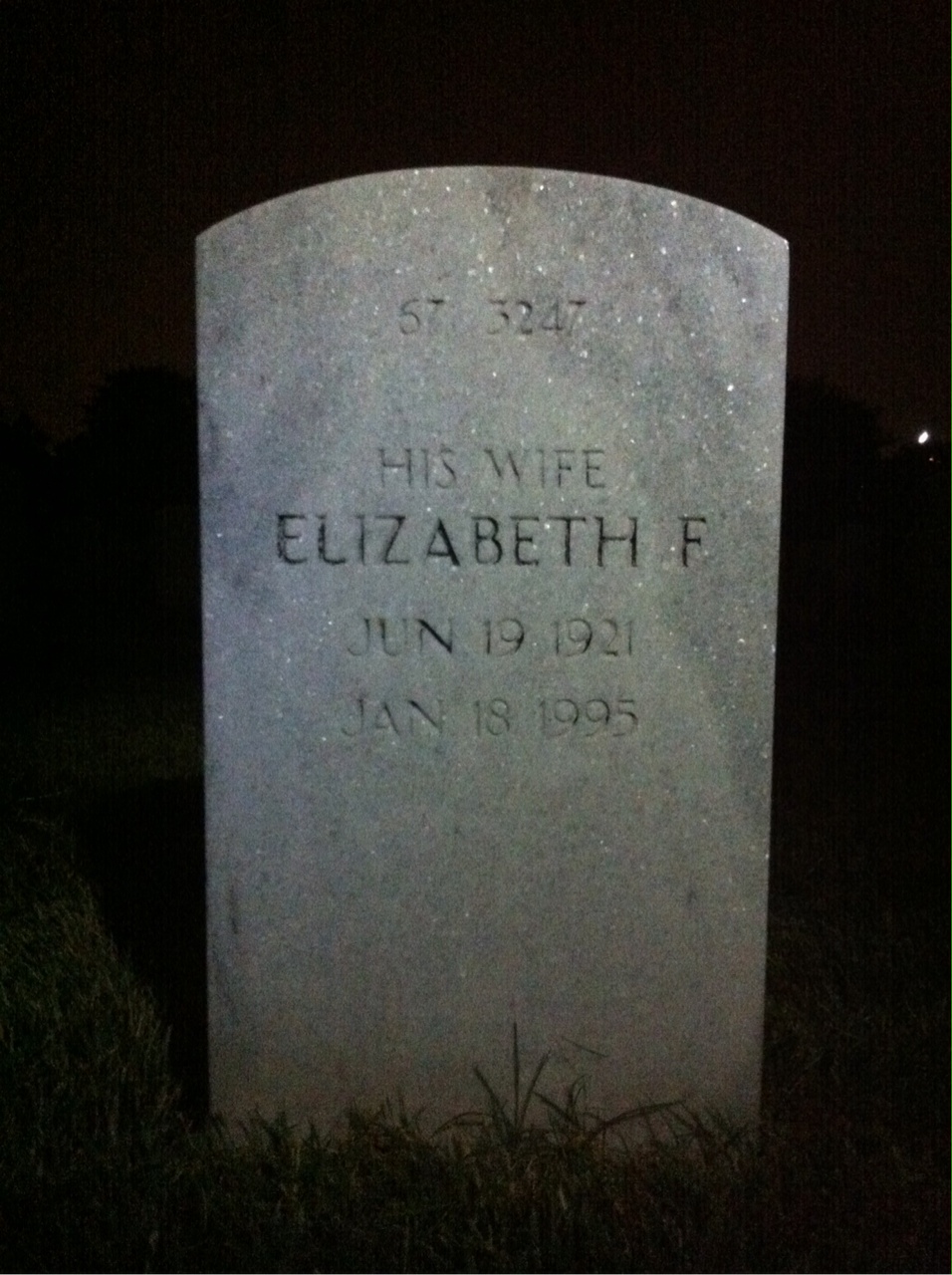 Back of headstone — Elizabeth Anselmo