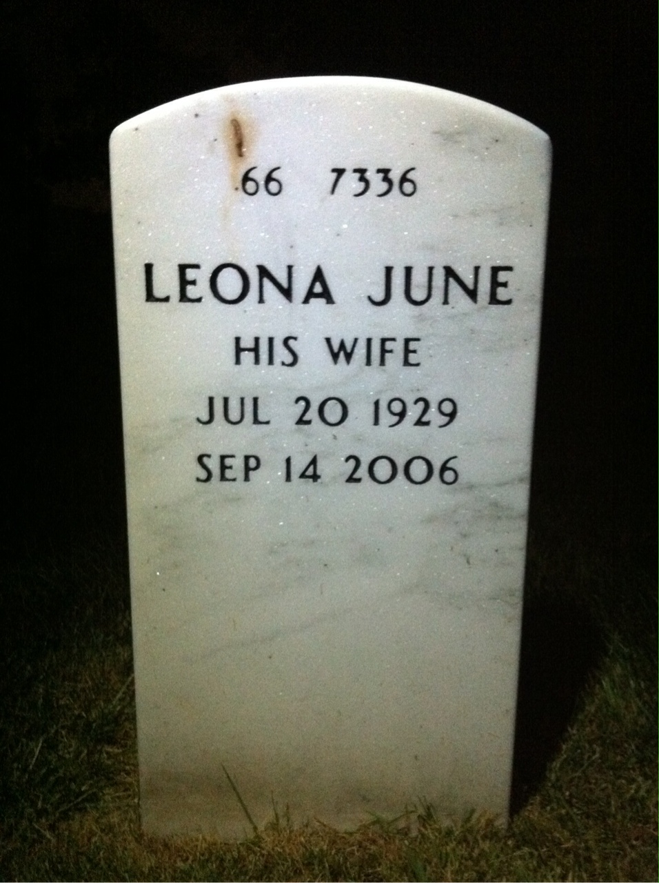Back of headstone — Linnie Blevins