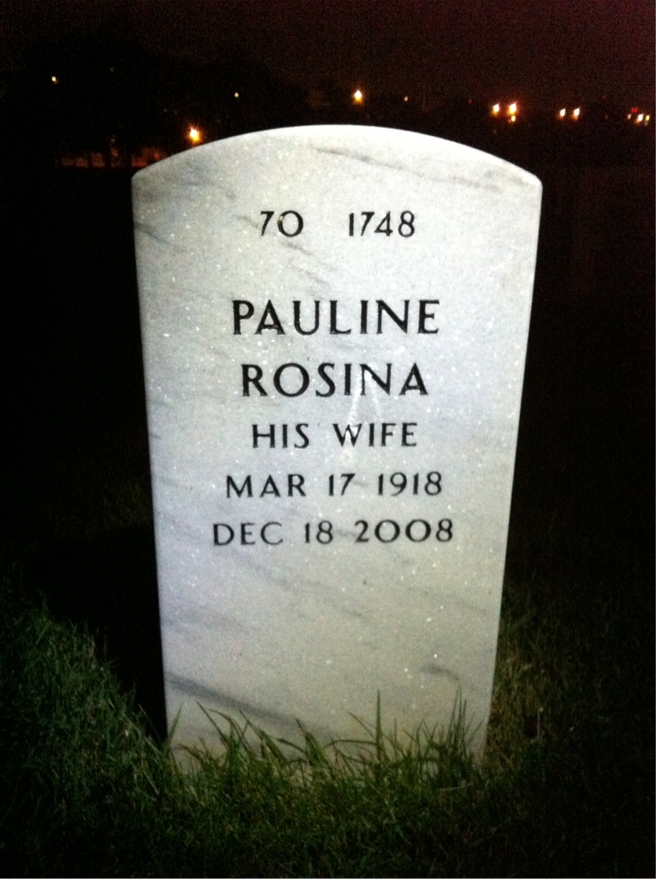 Back of headstone — Vincent Carro