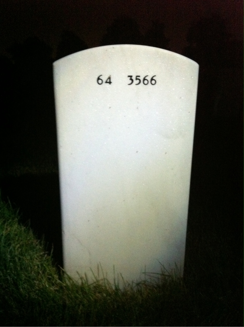 Back of headstone — John Unangst