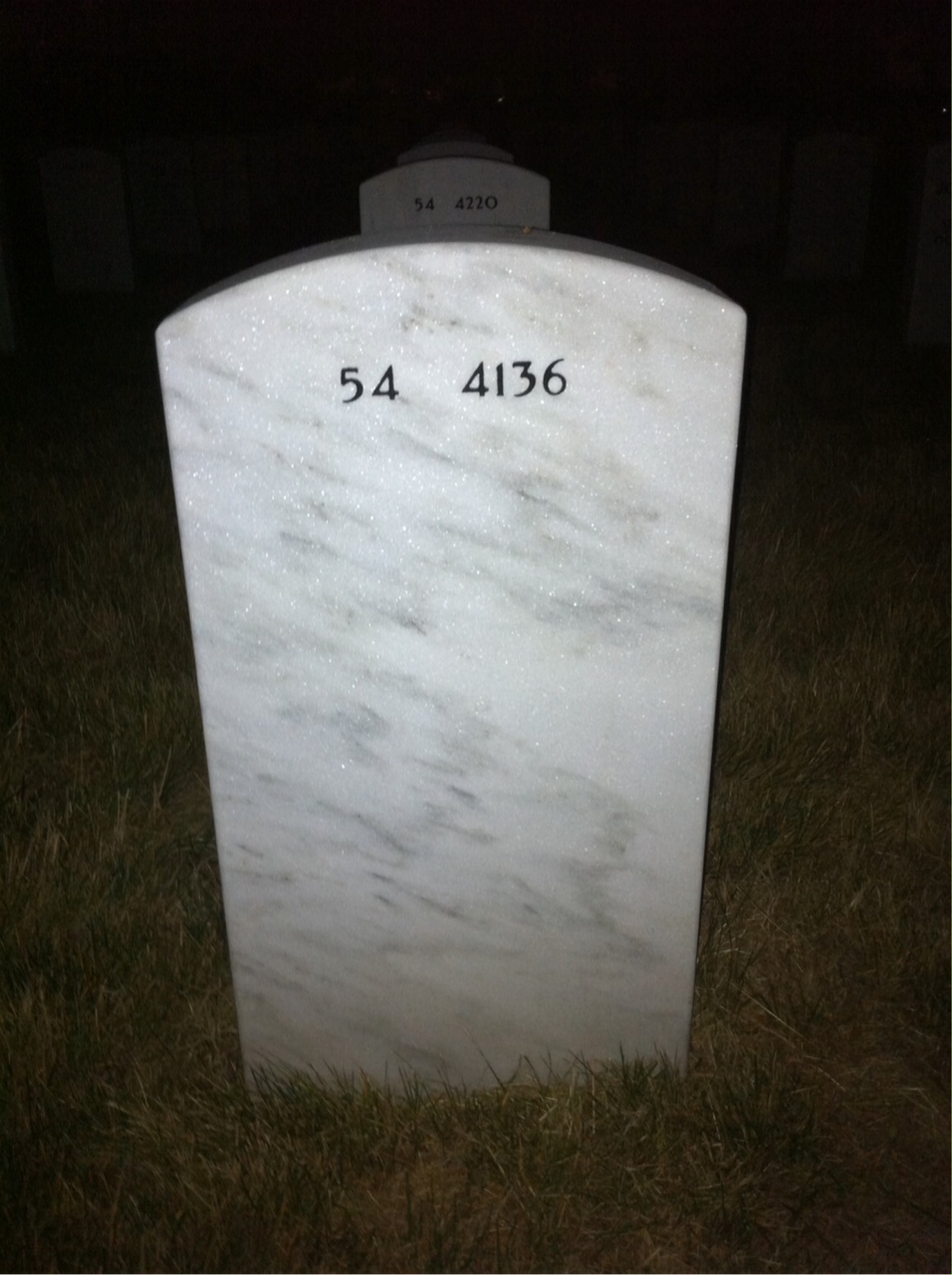 Back of headstone — George Lucas