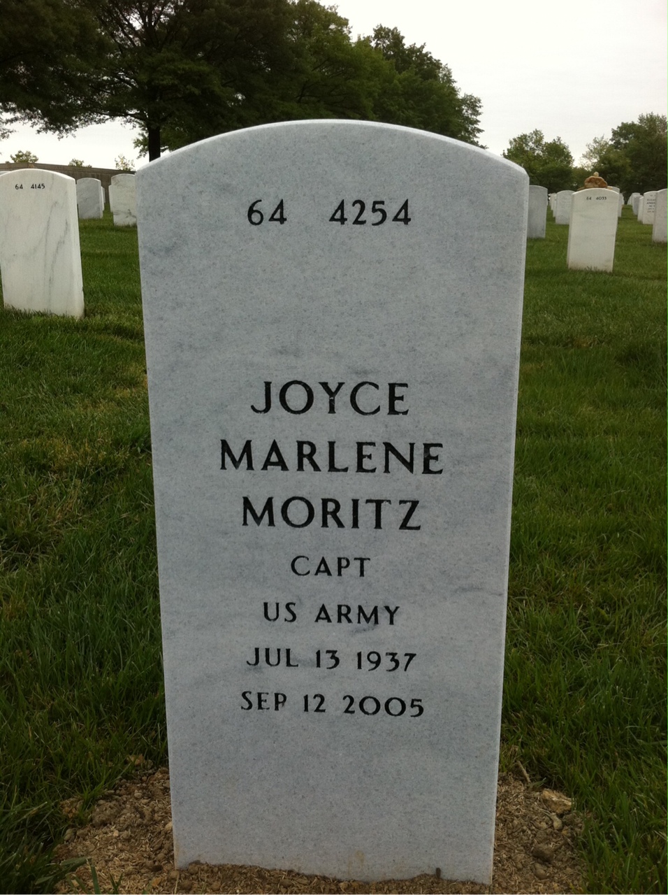 Back of headstone — Joyce Moritz