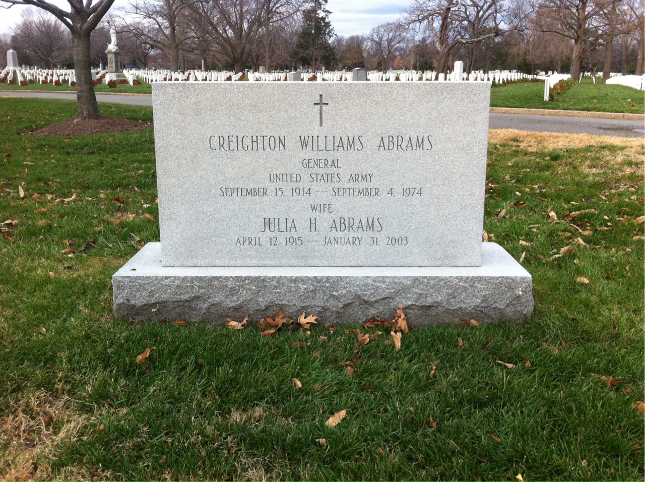 Back of headstone — Creighton Abrams