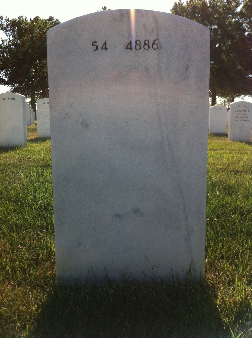 Back of headstone — David Hunter