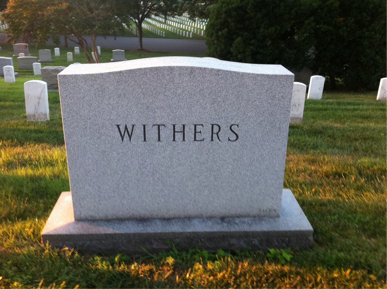 Back of headstone — George Withers