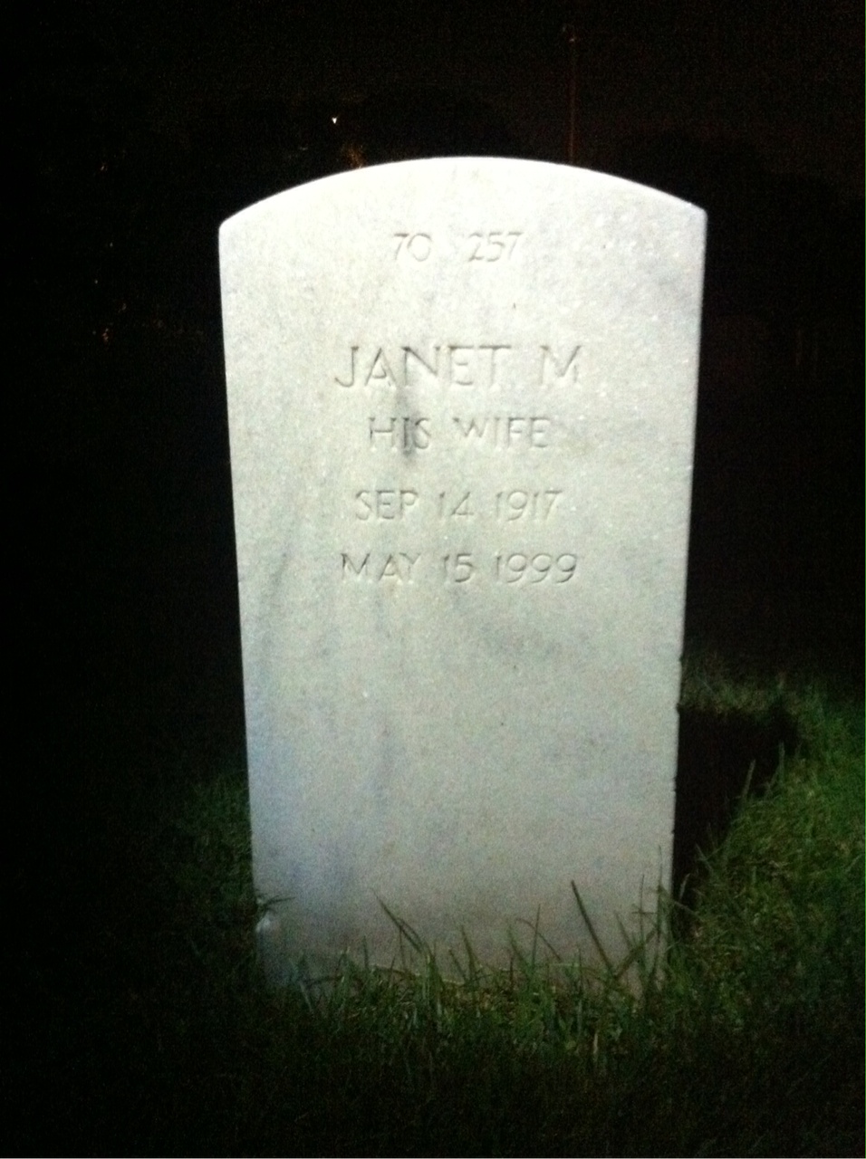 Back of headstone — James Arkins