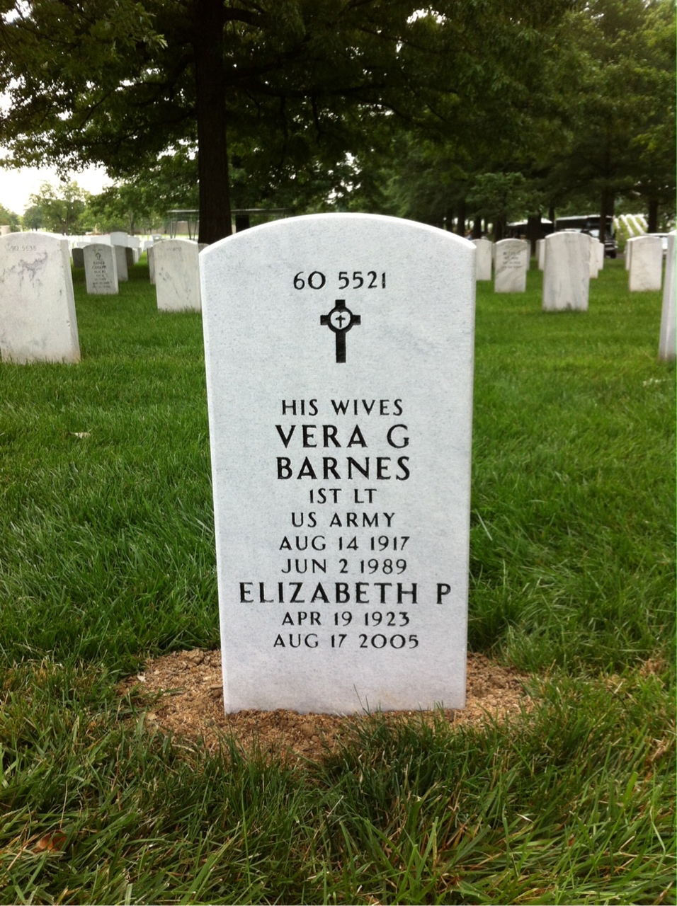 Back of headstone — Vera Barnes
