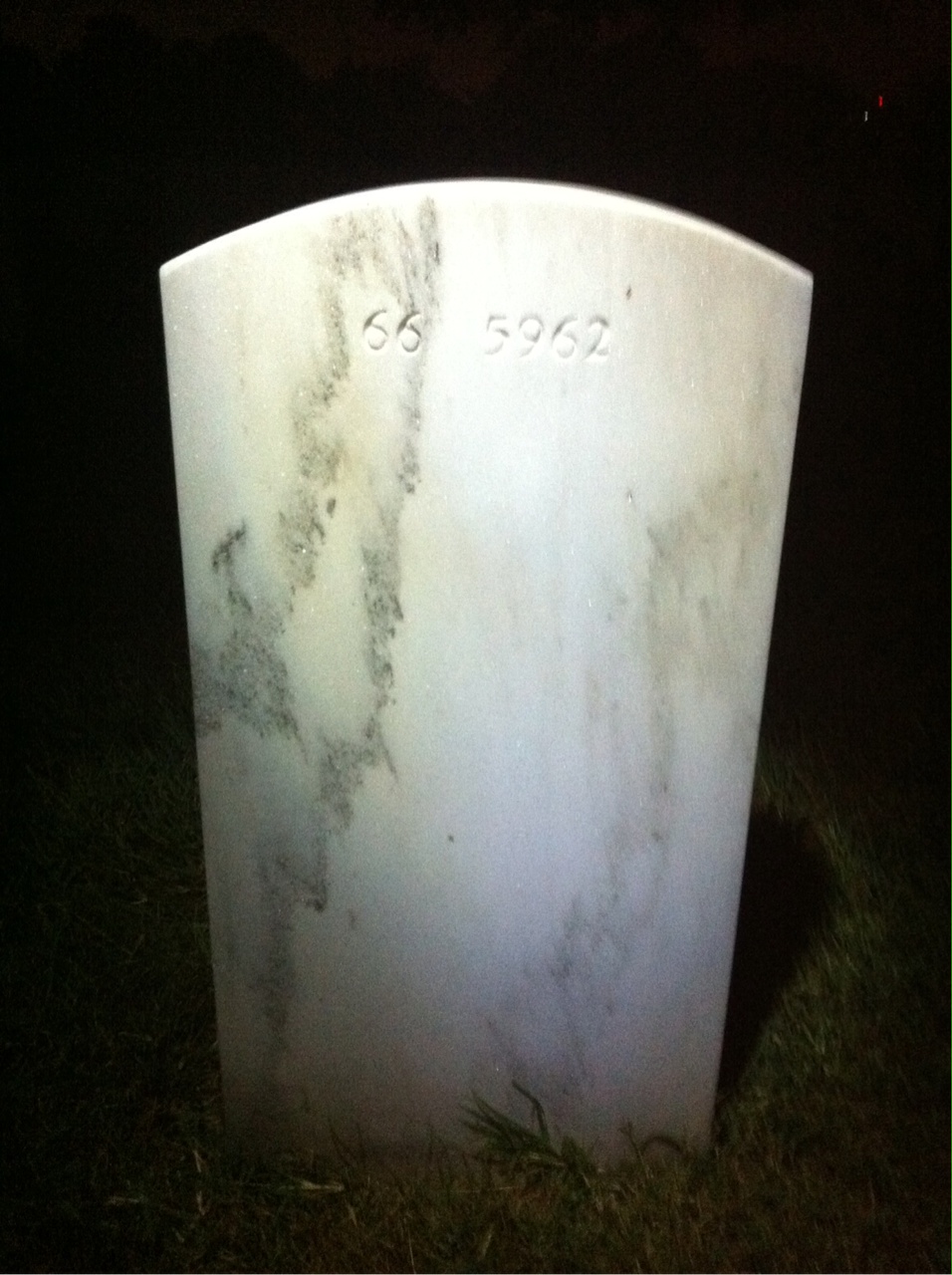 Back of headstone — David Mulcahy