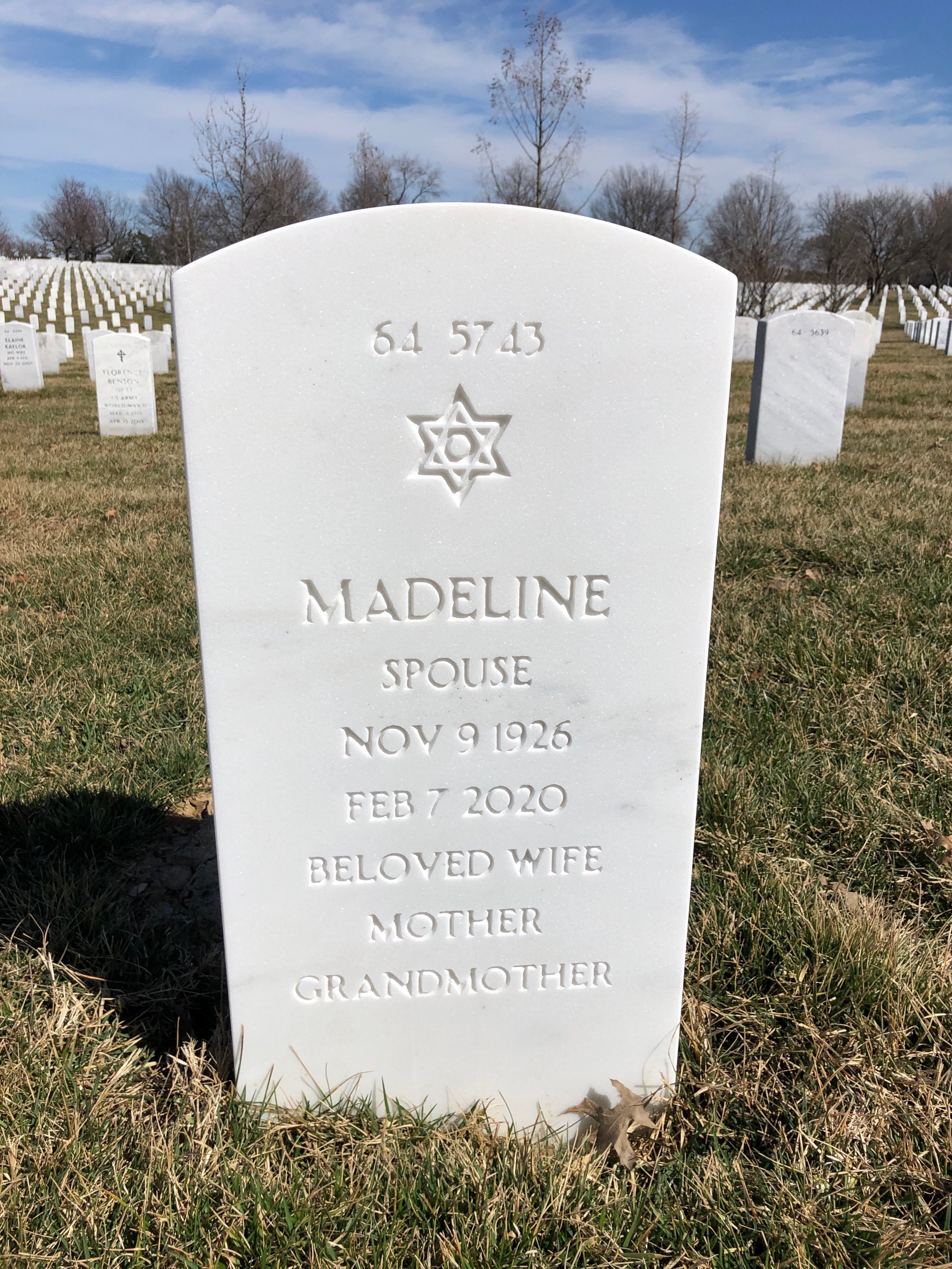 Back of headstone — Fred Siegel