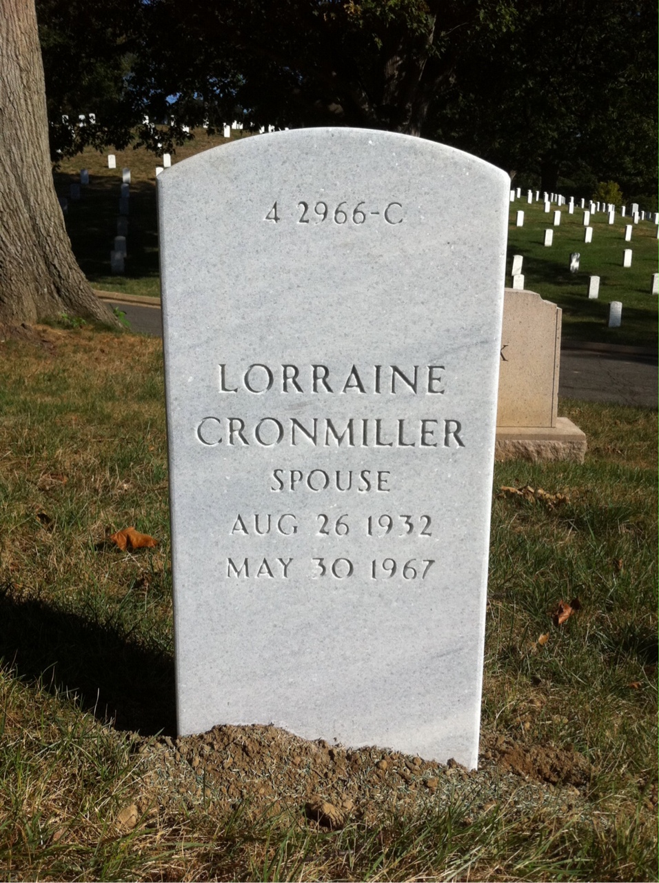 Back of headstone — Garland Audilet