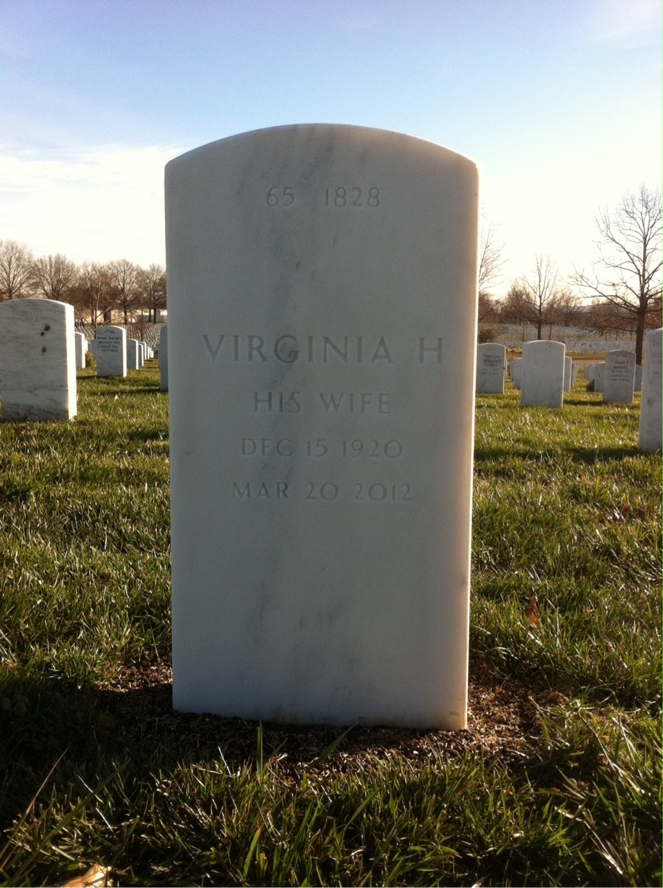 Back of headstone — Howard Able