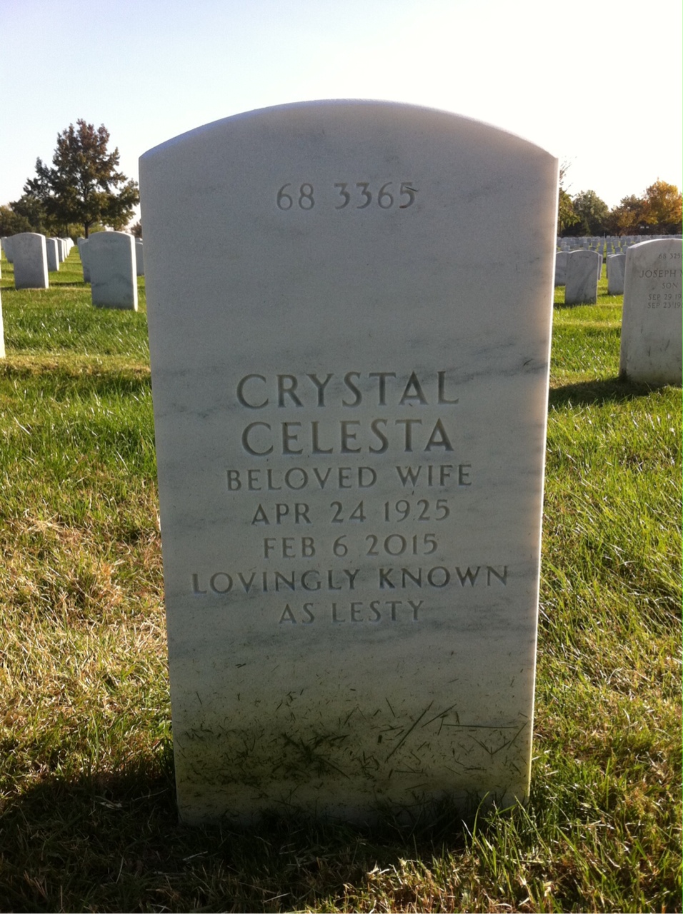 Back of headstone — John F Vogt