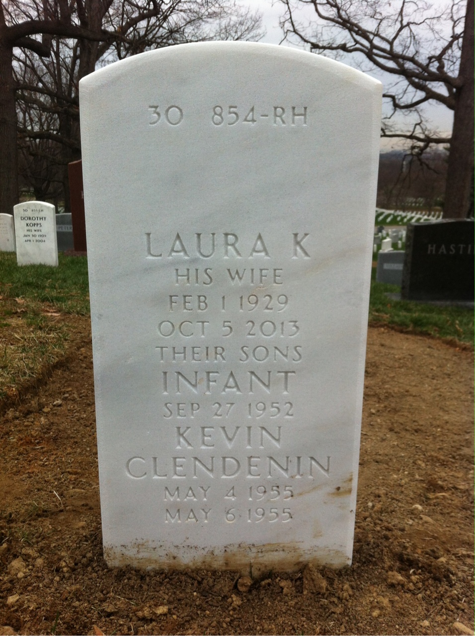 Back of headstone — John Miller