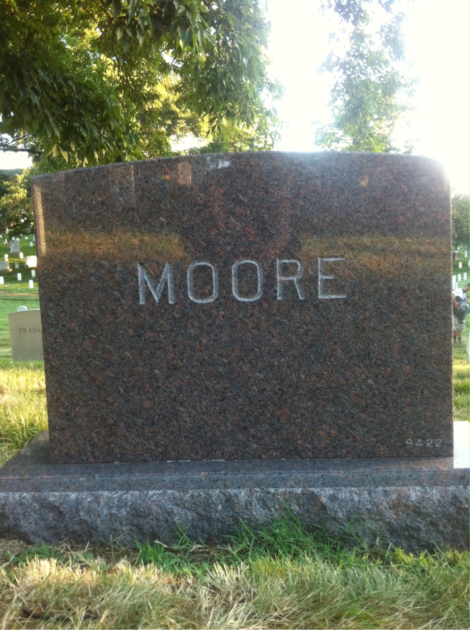 Back of headstone — Catherine Moore