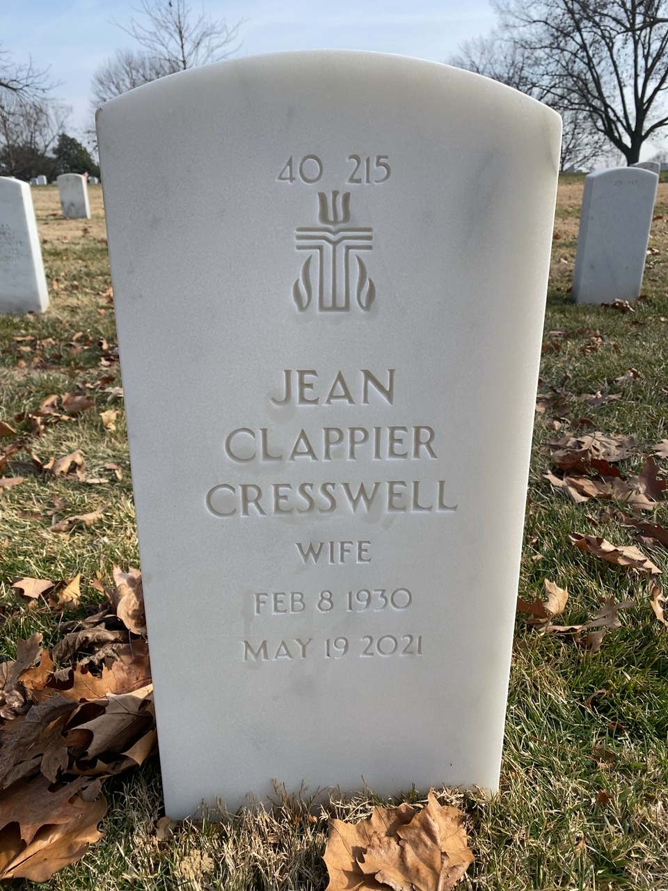 Back of headstone — Charles Cresswell