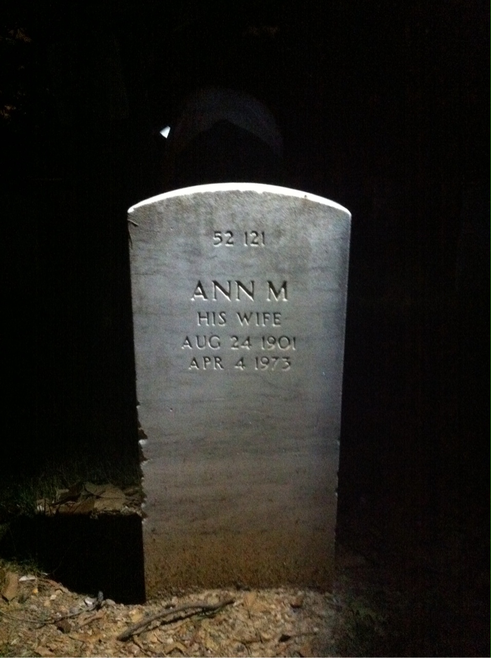 Back of headstone — Herbert Anderson