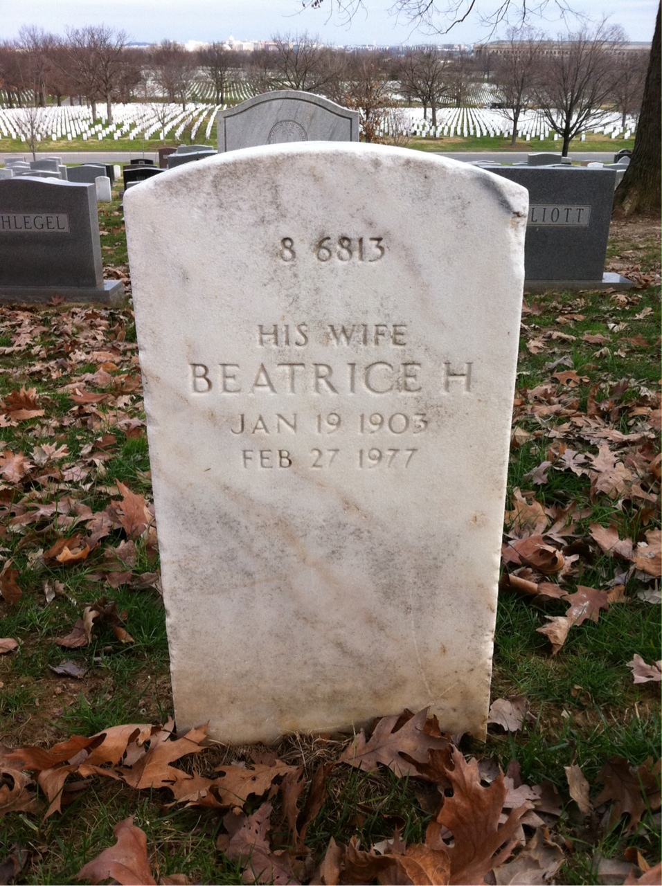 Back of headstone — Walter Atkinson