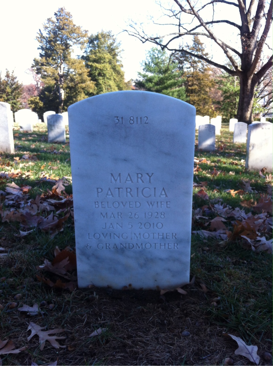 Back of headstone — William S Hurley