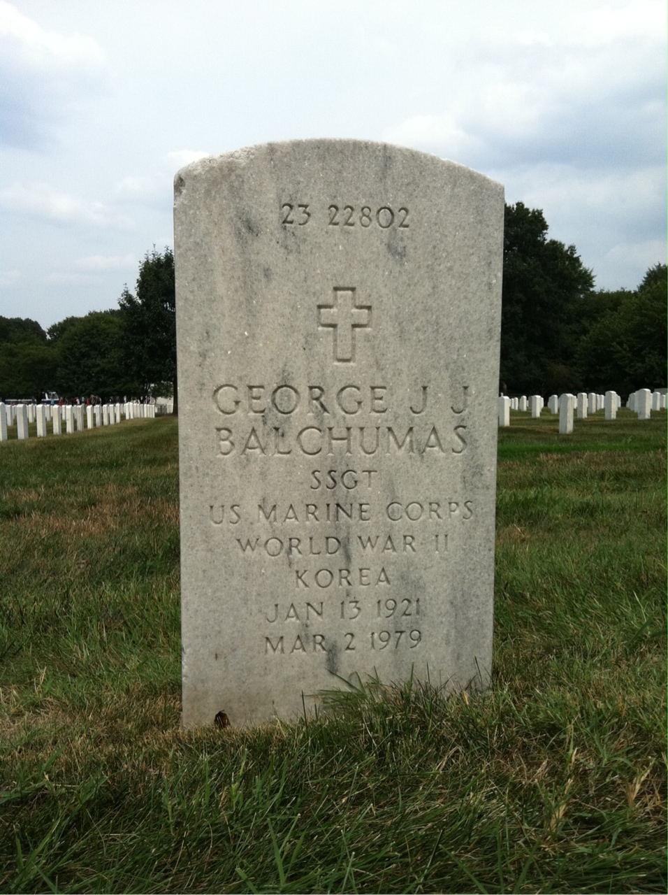 Back of headstone — George Balchumas